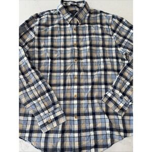 Abercrombie‎ & Fitch Men's Plaid Button Down Shirt XL Blue Tan Slim Fit Long Slv